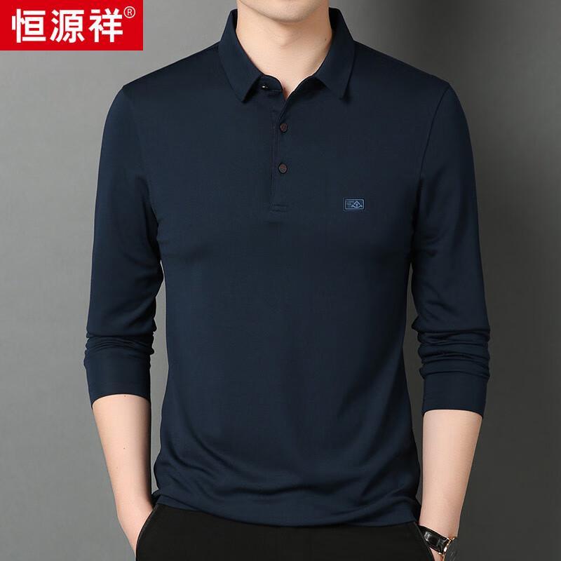 Hengyuanxiang Herren Langarm-Poloshirt aus Seidenmischung