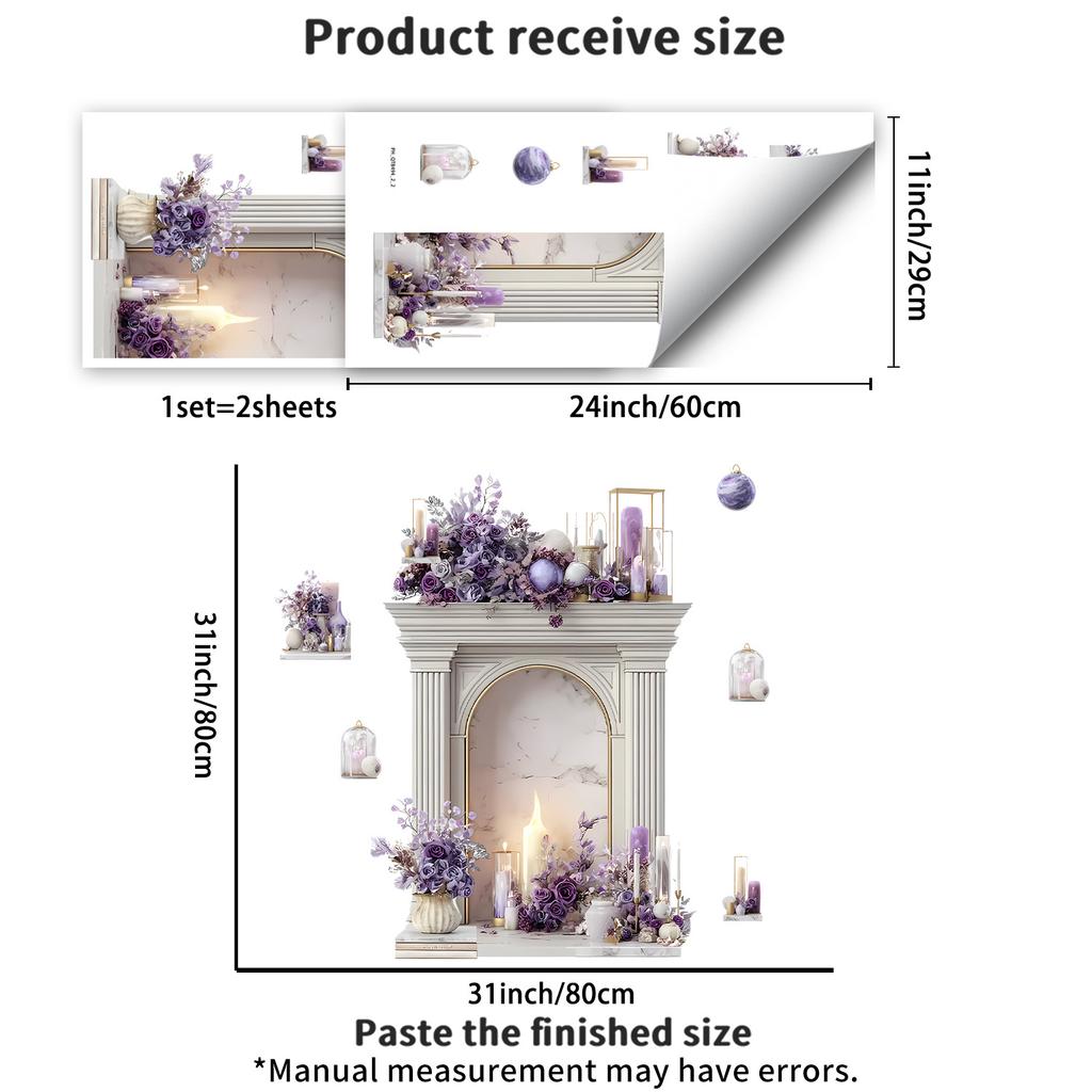 Decorative Floral Arch Wall Sticker Self-Adhesive Removable for Bedroom Living Room Study Background Home Decor