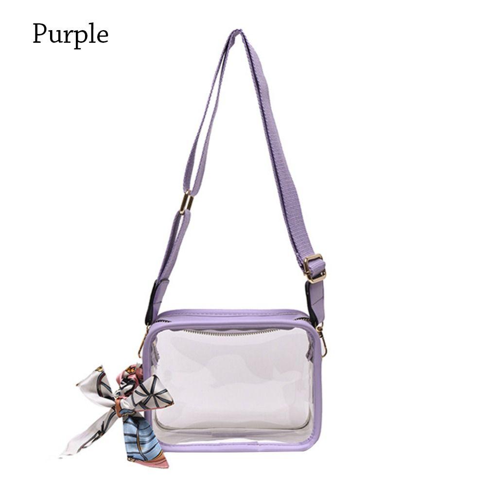 Fashion Shoulder Messenger Bag Transparent Crossbody Bag for Women Girls PVC Jelly Handbag(Excluding ribbons)