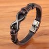 Special Infinity Double-layer Leather Men's Bracelet Stainless Steel Number Eight Bangles Charm Jewelry For Friend Husband