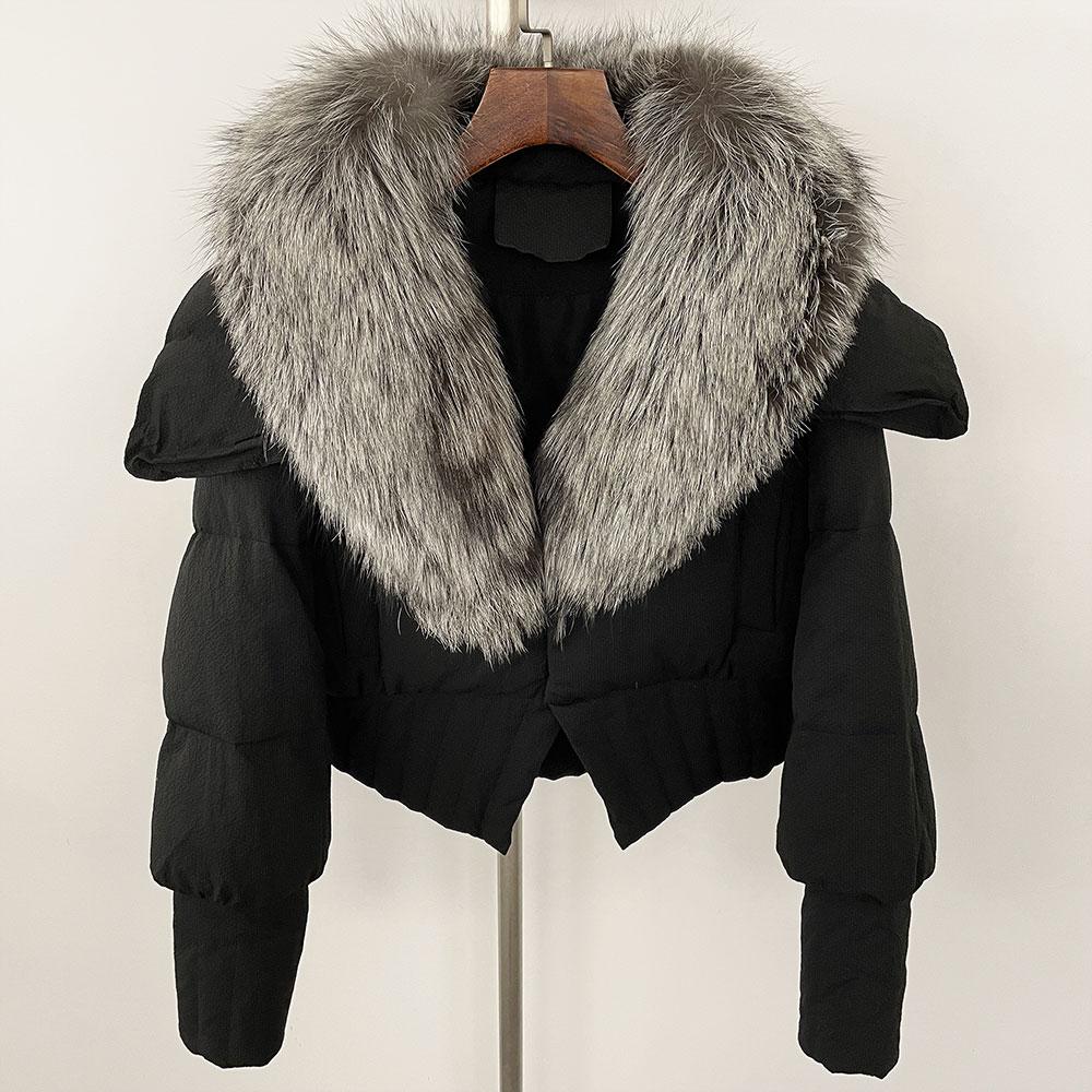 OFTBUY Down Jacket Women 2024 New Winter Natural Real Raccoon Fox Fur Collar Short White Duck Down Coat Thick Warm Casual Outerwear