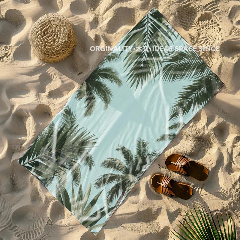 Tropische Palmenblätter Strandtuch Gemustert Sonnenschutz Und Winddicht Geeignet Für Schwimmbad Camping Reise Decke