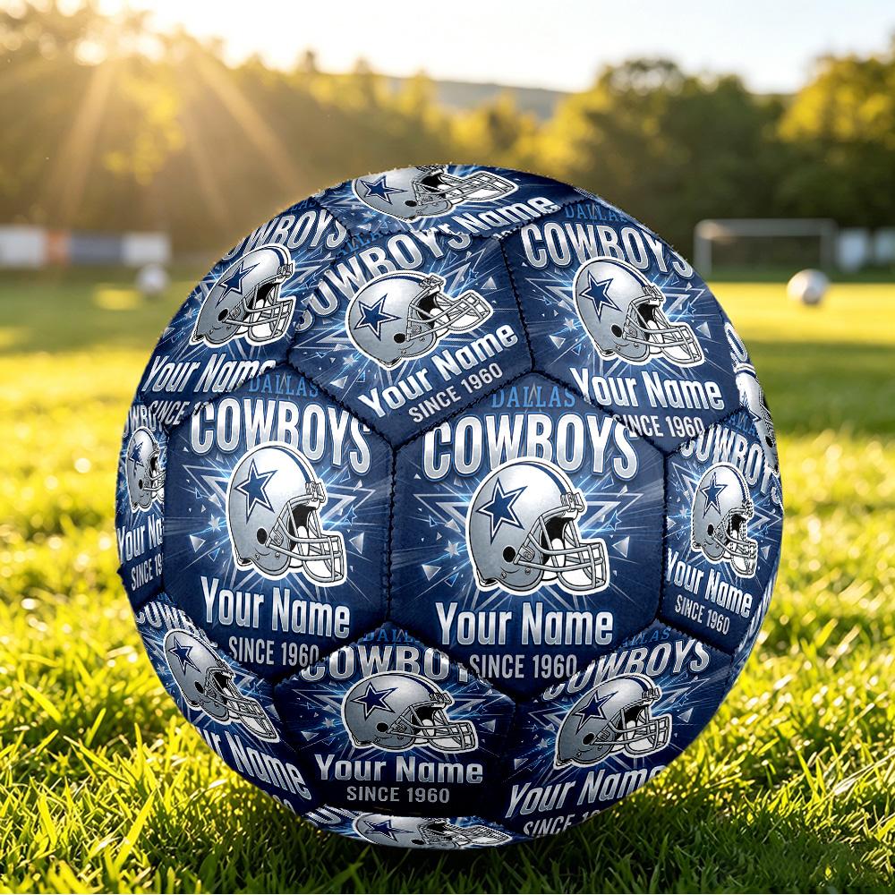 Dallas Cowboys Size 5 Football, Custom Name Text Personalized Soccer Ball Sport Training Gift