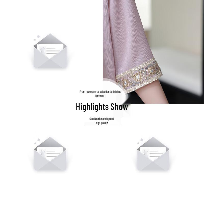 YUZHAOLIN Mid-Aged Women's New Chinese Style Summer Blouse & Pants Set