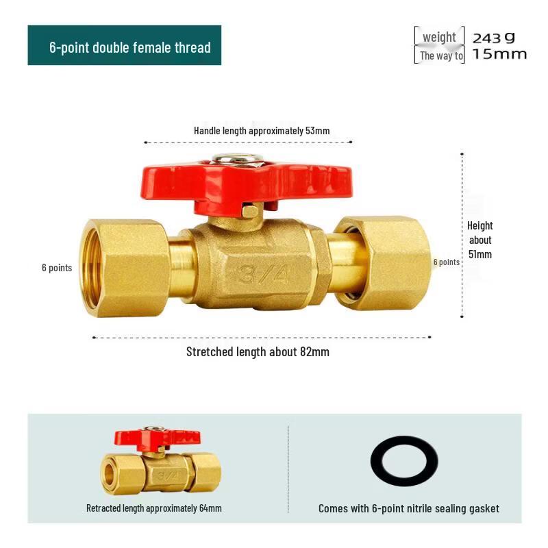 

Full Brass Retractable Double Union Ball Valve for Water Heaters