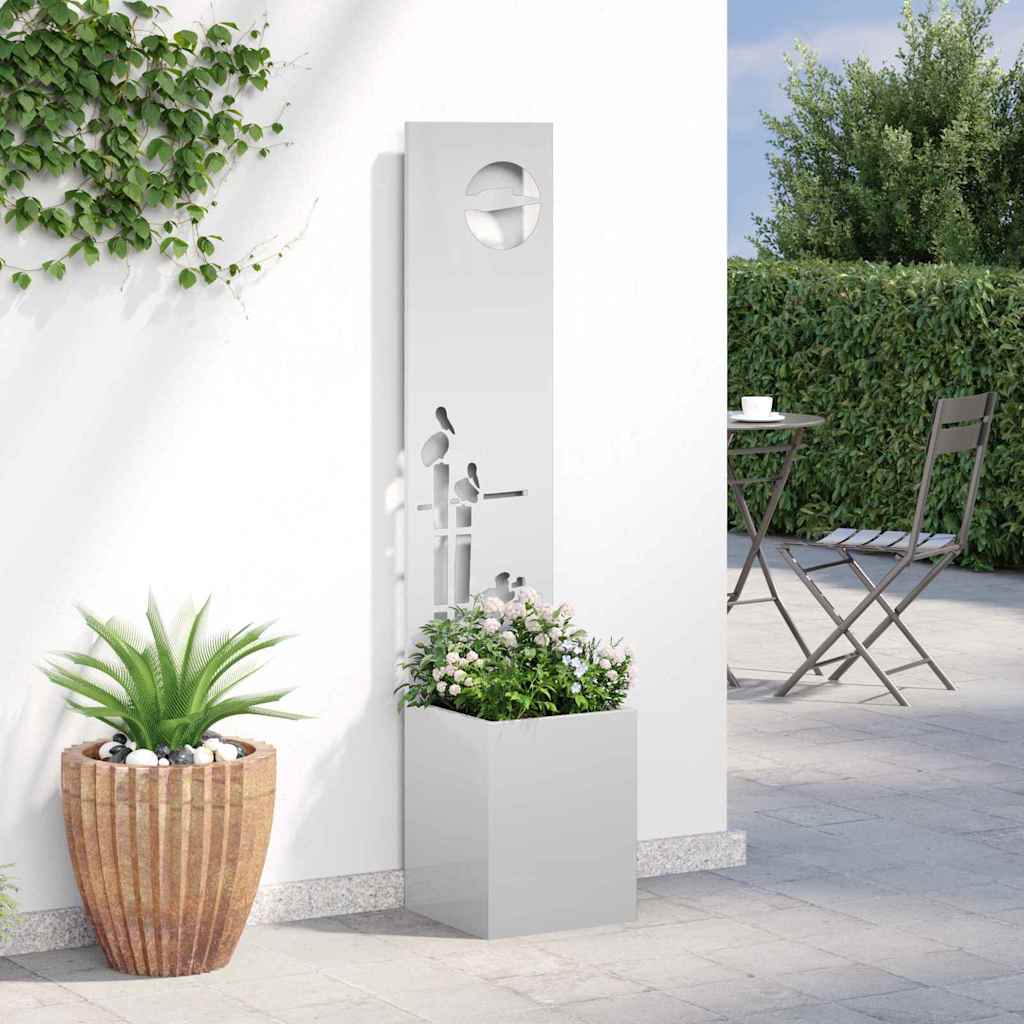 Garden Privacy Screen Canvas Silver 32 X 150 Cm Galvanized Steel