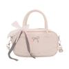Simple Solid Color Silver Bow And Lace Decoration Women Casual Shoulder Bag For Daily Use