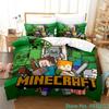 3D Cartoon Minecraft Duvet Cover for kids,Game Simulated World Bedding Set,Duvet Cover Pillowcases with Zipper Youth Kids Gift
