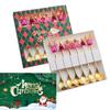 Set Regalo Cucchiaini da Caffè Forchette di Natale in Scatola con 1 Biglietto di Natale, Cucchiaino da Caffè Natalizio Forchette da Cena Cucchiaino da Dessert Stoviglie Regalo