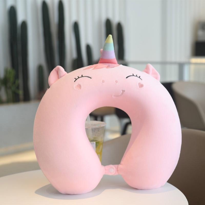 Soft Velvet U Shape Neck Pillow With Optional Animal Designs Memory Foam Cushion For Children Traveling