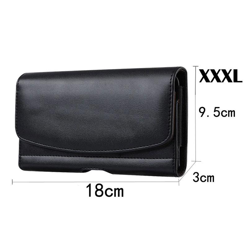 Чехол-кобура на поясной клипсе для iPhone 15 14 13 Samsung S24 S23 Ultra Универсальная мужская поясная сумка Кожаный чехол XXXL чёрный