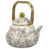 Pear-shaped Enamel Teapot Floral Enameled Tea Jug Retro Water Kettle