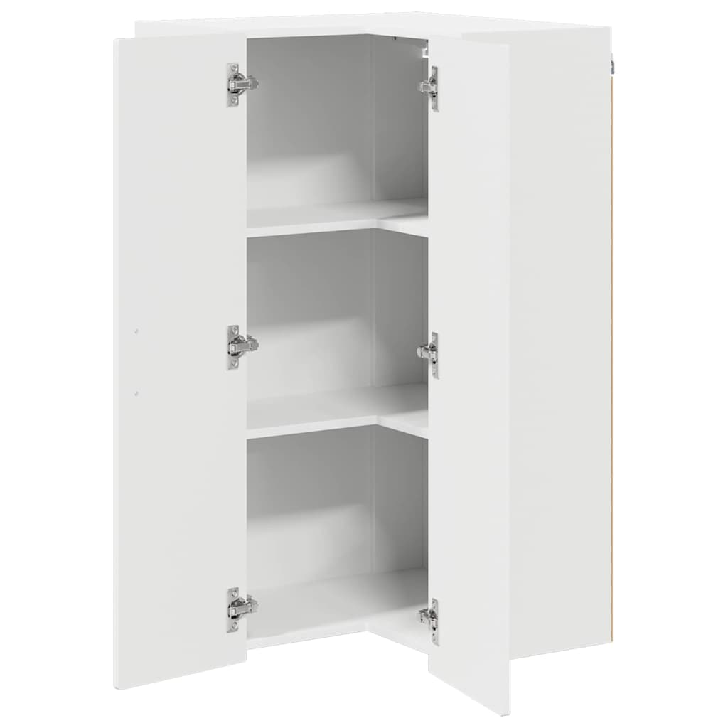 Wall Mounted Corner Cabinet PORTO High Gloss White 57 X 57 X 100 Cm