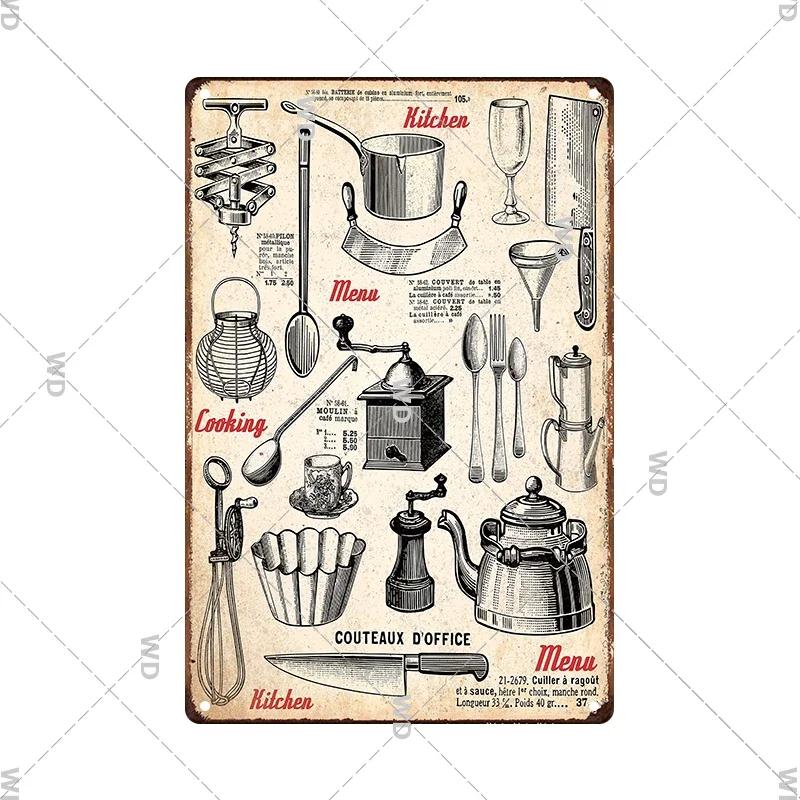 Retro Tin Sign Kitchen Rules Food Iron Painting Wall Art Metal Vintage Plaque Metal Posters for House Home Dinning Room Decor