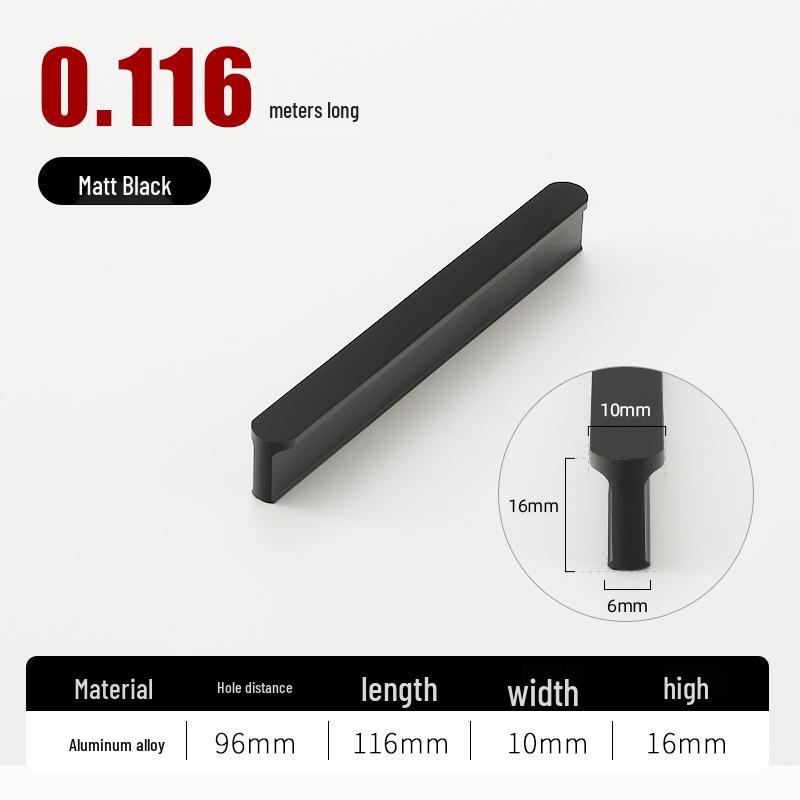 Round T-Type Black Wardrobe Door Handle with Gray, Gold, and Silver Edges