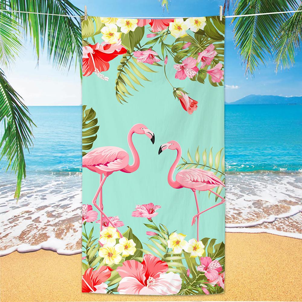 1pc Tropical Plant Flower Beach Towel, Quick Drying Absorbent Swimming Towel, Suitable for Sports, Camping, Yoga, Swimming