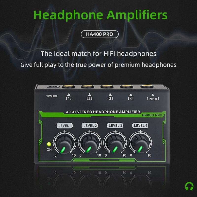 4 Channel Headphone Amplifier for Mixers Headphone Mixers Amplifier Headphone Splitter LED Headphone Amplifier Splitter