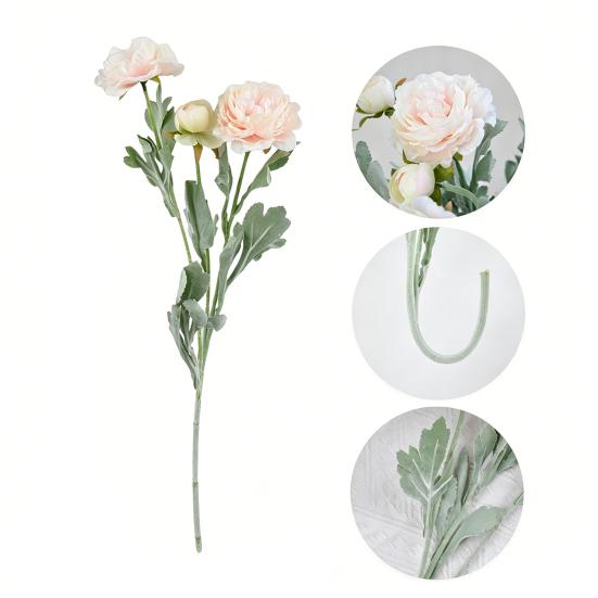 Fiore di Peonia Artificiale con 2 Fiori Doppi e 1 Bocciolo Ramo di Peonia Finta con Gambo per Bouquet da Sposa Fai-da-te Centrotavola per Casa Ufficio
