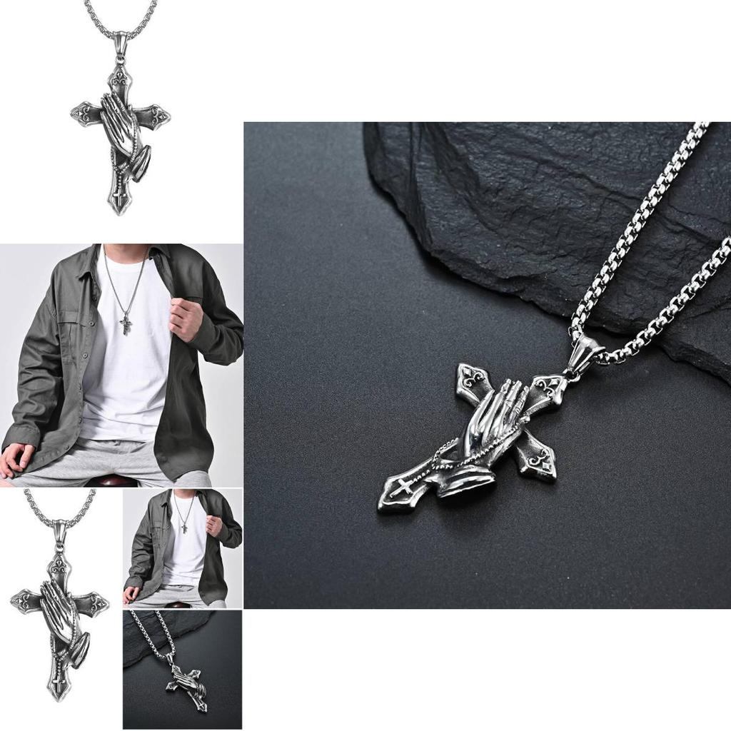 Mens Stainless Steel Jesus Christ Face Crucifix Cross Pendant Necklace Fashionable And Religious