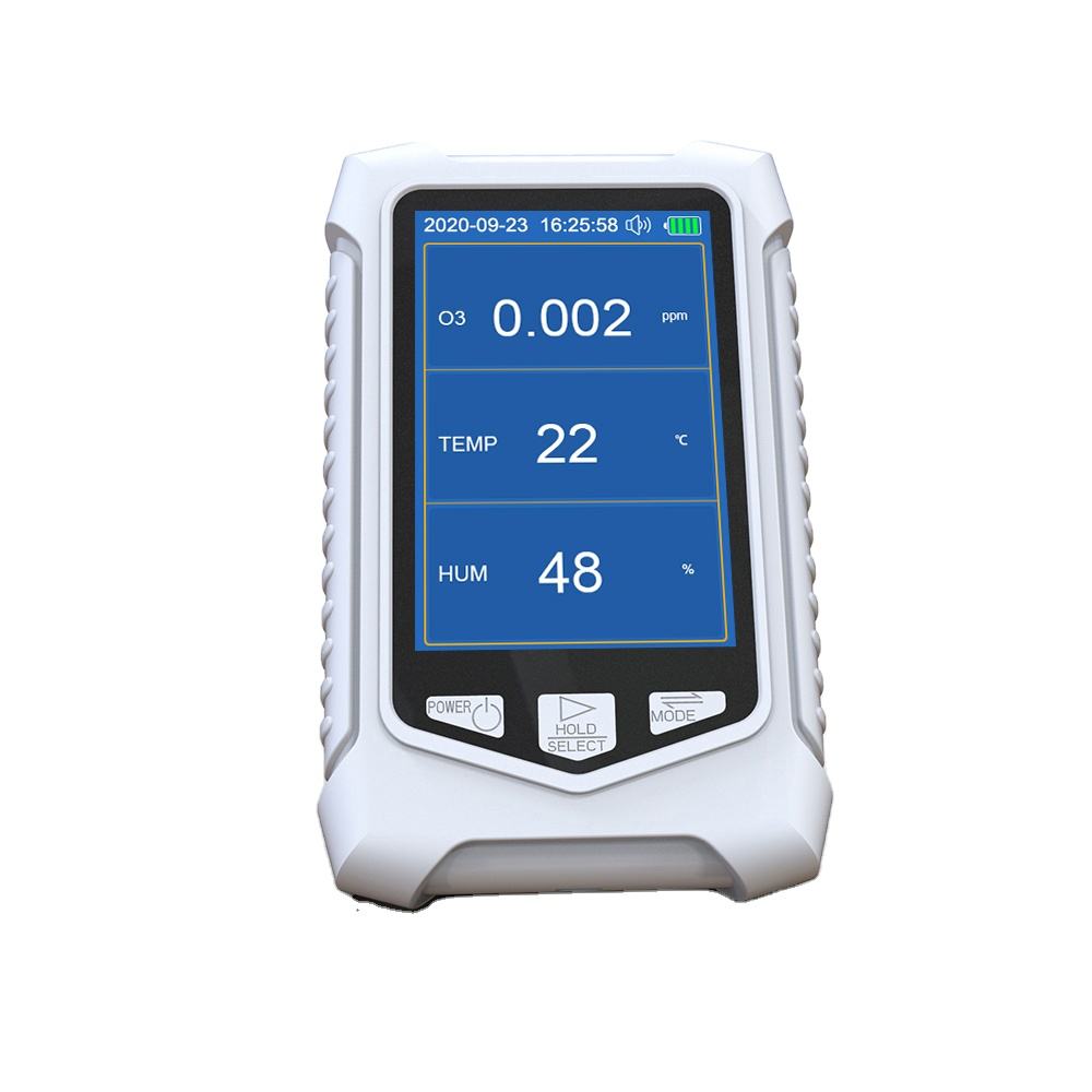 Gas Analyzer Ozone Quality Monitor Temperature Humidity Sensor Tester Handheld O3 Detector 3.5-inch Display Ozone Meter 0-50PPM Thermometer Hygrometer