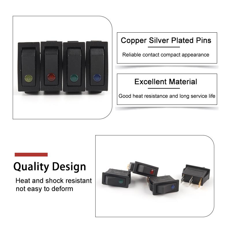 5PCS 3Pin 2 Position Rocker Switch LED Light Button Power Switch 6A/20A 250V/125V  for Car Truck Marine Boat Car Accessories