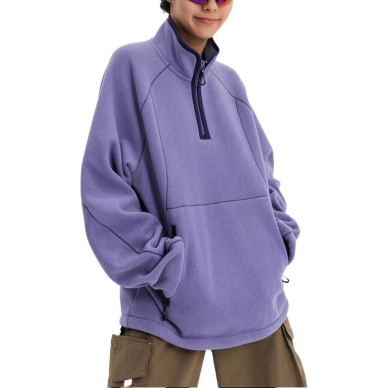

DECATHLON Городская функциональная мода Полар-флисовый спортивный пуловер со стойкой и половинной молнией, свитшот унисекс, цвет туманно-лиловый M
