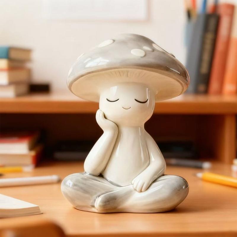 Miniature Meditations Mushroom Statue With Intricate Detail Ideal For Home Office Decoration and Garden Ornament Gift