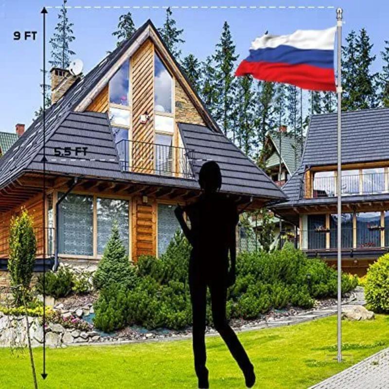 Venkovní domácí pozemní vlajkový stožár - 9 stop (2,7 m) Venkovní stojan na vlajku na terasu, odolný vůči povětrnostním vlivům a korozi