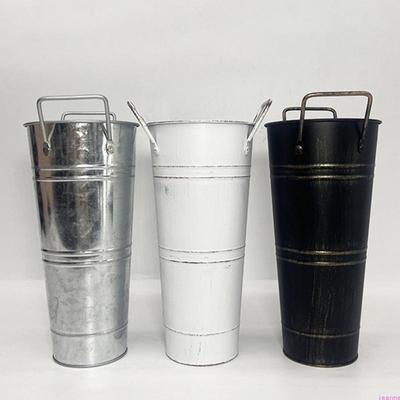 Galvanized Metal Vases for Flower Farmhouse Decorative Flower Bucket Rustics Tin Flower Holder for Cut Plant Home Decors
