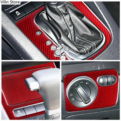 Red Carbon Fiber Auto Innendekoration Aufkleber Auto Styling Für Volkswagen VW Golf 6 Mittelkonsole Abdeckung Trim Auto