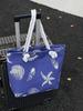 Double-Sided Seashell Canvas Tote - Thick Rope Handle, Large Capacity for Shopping