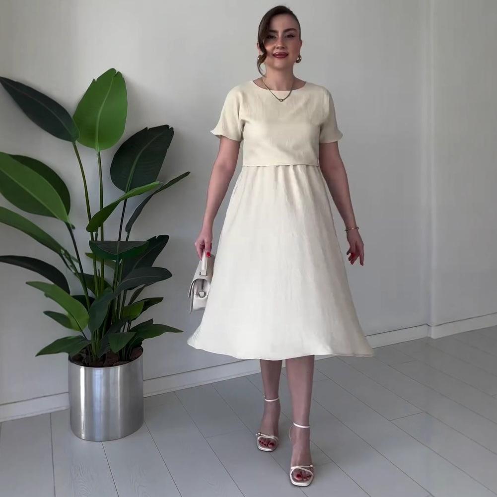2025 Summer French Casual Loose High-Waisted Slimming Dress for Women