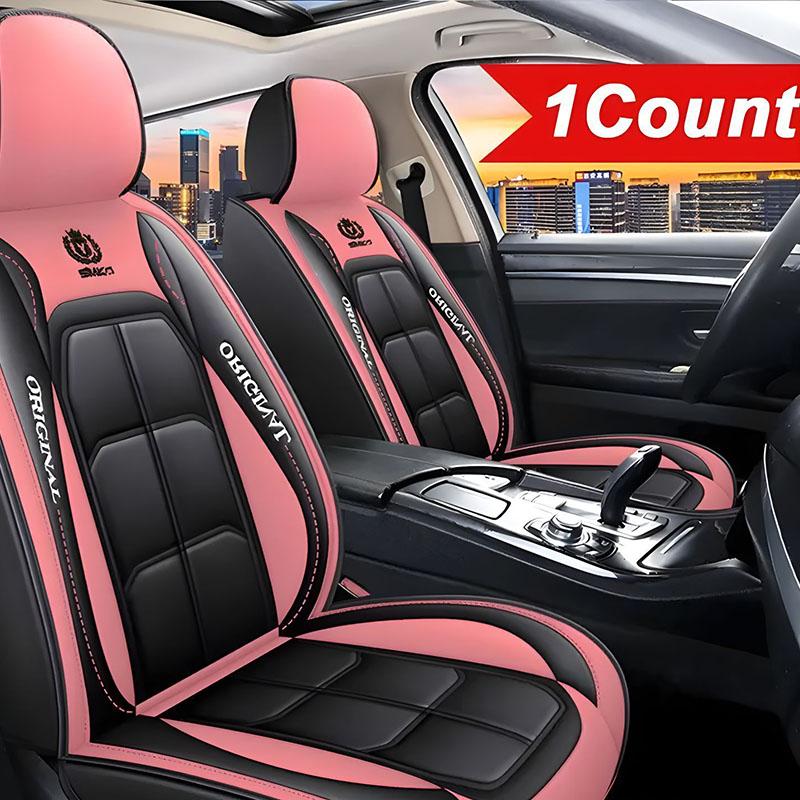 Premium Seat Car Seat Cover Full Set PU Leather Quilted Front/Back Protectors Cushion for Most of The Car Models on The Market