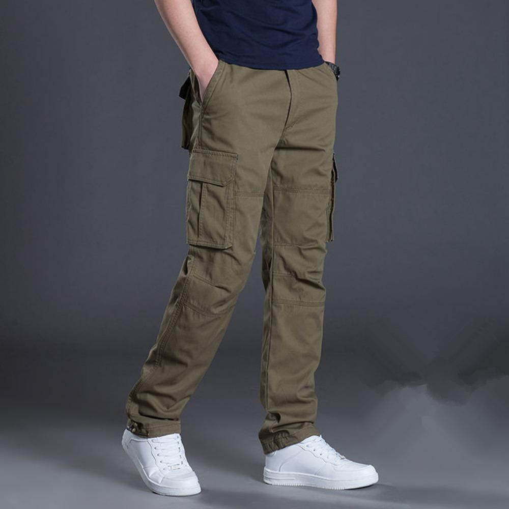 2025 Cotton Multi Flap Pockets Men's Straight Leg Cargo Pants Loose Casual Outdoor Pants Men's Work Pants for Hiking Tactical