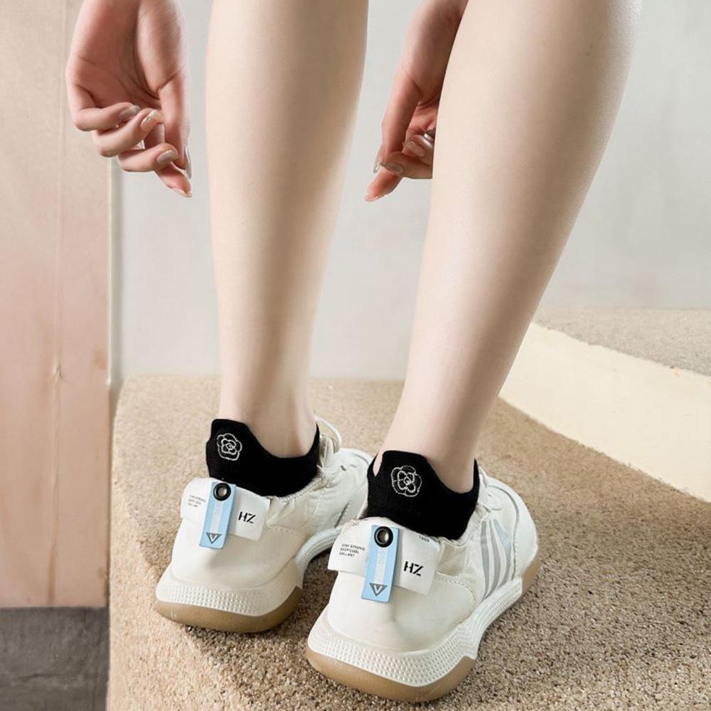 3 Paar Kawaii Blume Tier Stickerei Schwarze Socken für Damen Kurz Sport Luxusmarke Designer Socken Set Weiblich Frühling Sommer