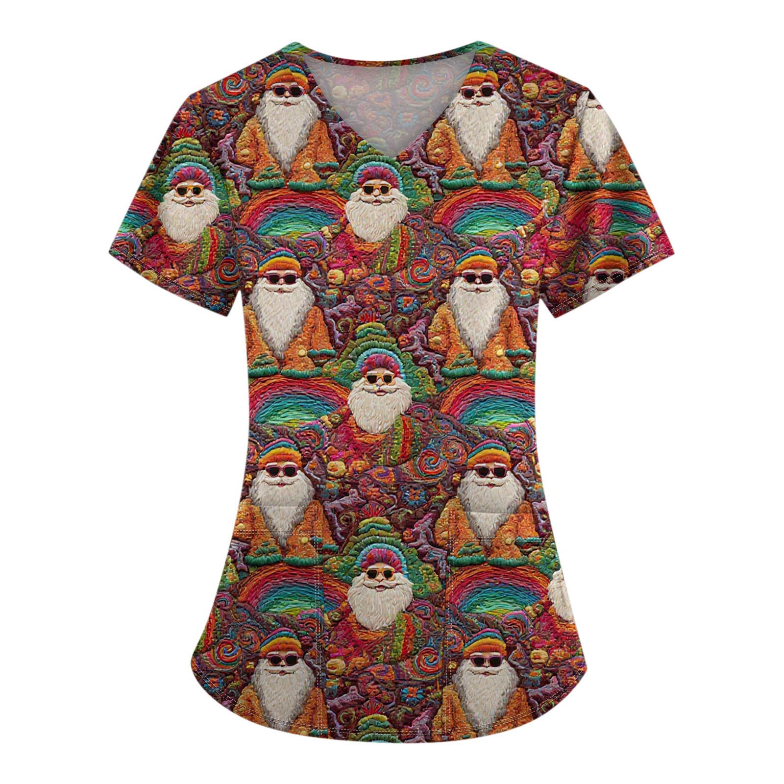 

Женские модные топы с короткими рукавами и V-образным вырезом с принтом, рабочие футболки с карманами XL