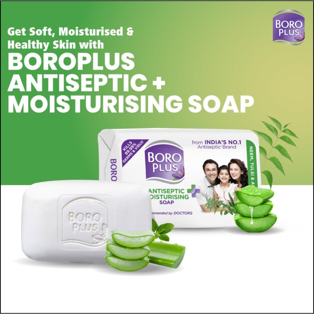 Boroplus Antiseptic Moisturising Bathing Soap With Aloe Vera Neem Tulsi 125G X 6 For Soft Smooth Skin