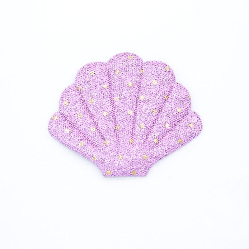 10Pcs 76*58mm Glitter Dot Print Shell Padded Appliques for DIY Cake Topper & Baby Headwear BB Clip Accessories Decor Patches