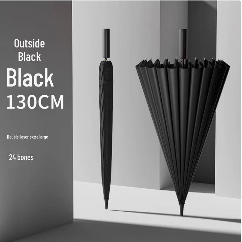 Qingye no Ki 24-Rib Large Automatic Straight Umbrella with Leather Handle