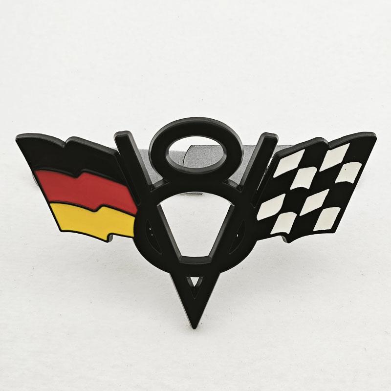 3D Metal V8 Engine Badge Cross Flag Car Emblem Front Grille Decal Trunk Sticker Universal Auto Styling Accessories