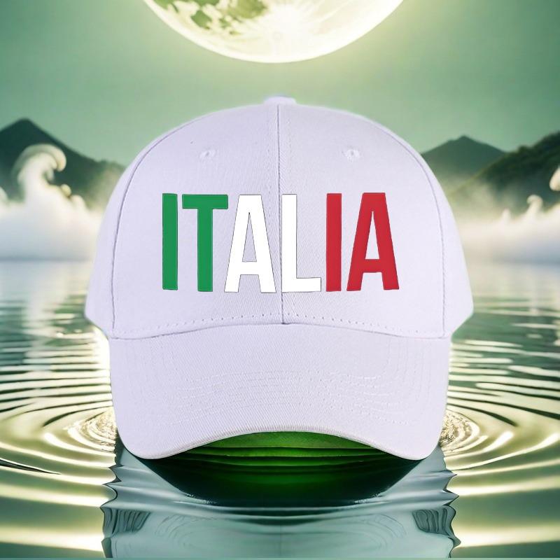 Italia Graphic Baseball Cap Unisex Black Peaked Hat with Italian Flag Design Perfect Travel Street Fashion Sports Outdoor Fun