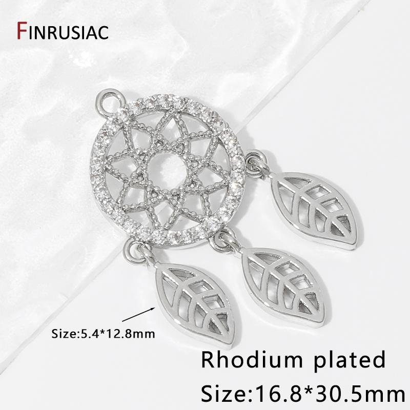 18K Gold Plated Brass Hollow Out Charms Pendants,Inlaid Zircon Leaf Pendant For DIY Neckalce Earrings Making Findings