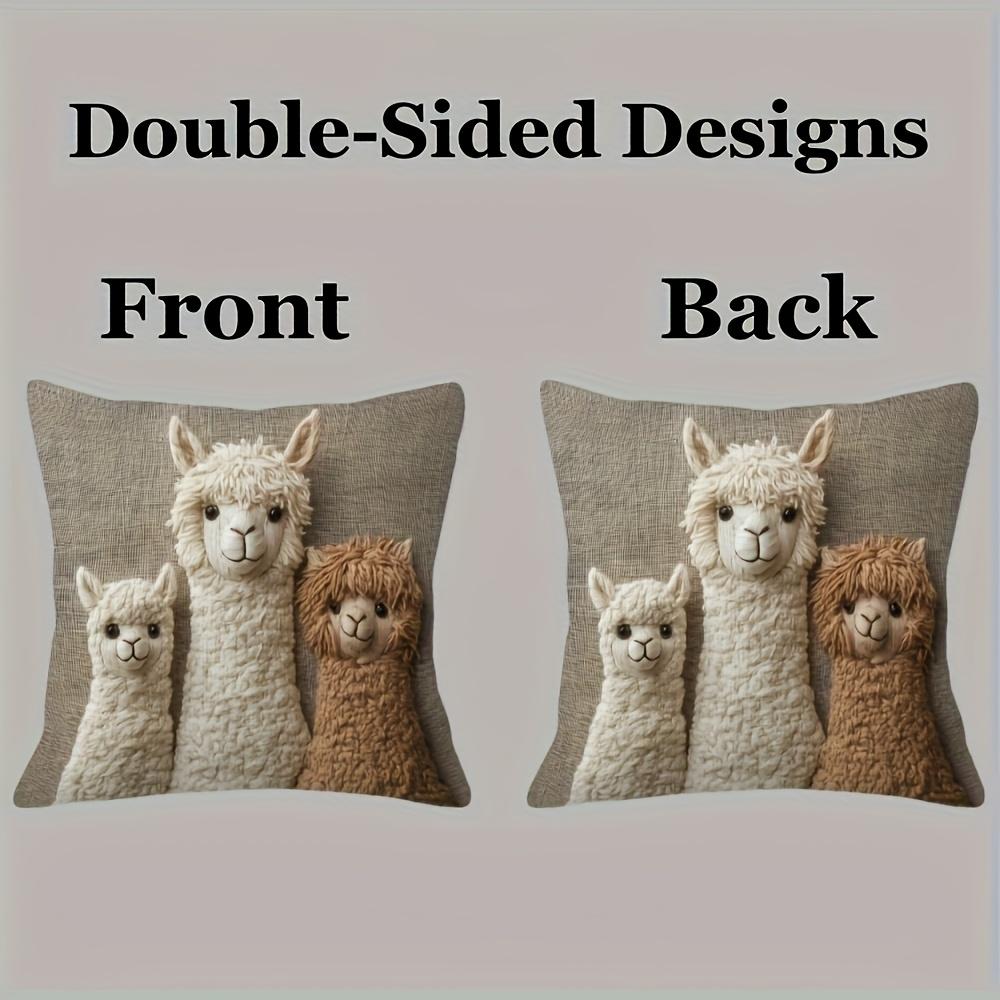 Alpaca Pillow Covers Machine Washable Polyester with Zipper Closure, Vintage Home Decor Suitable for Living Room