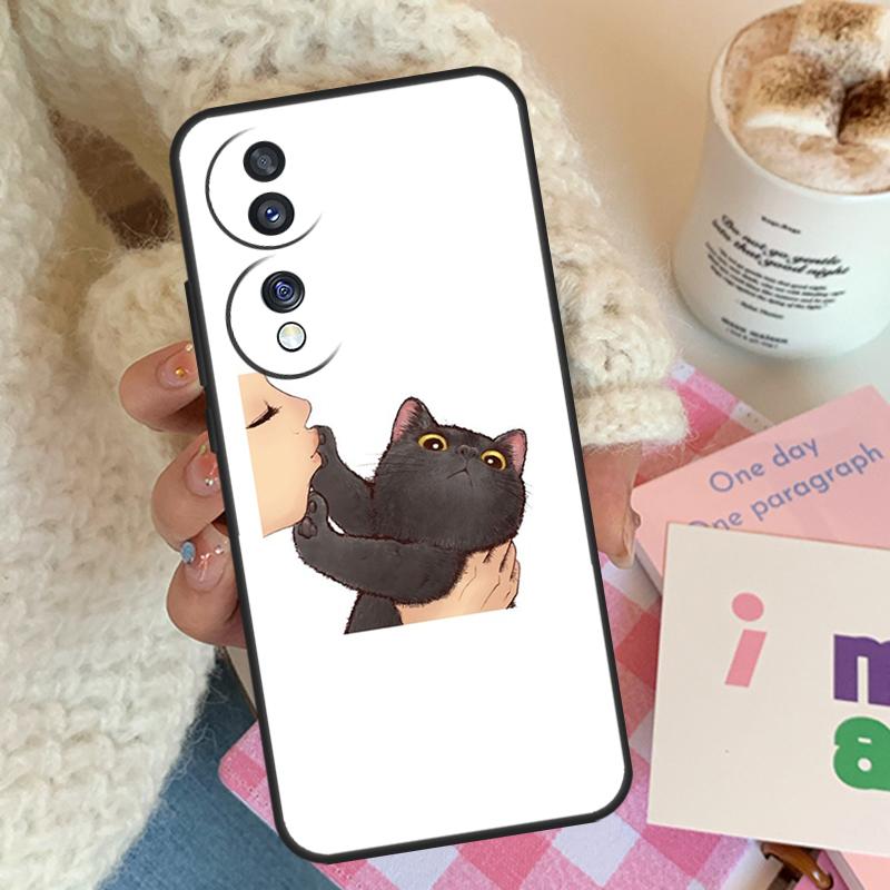 

Поцелуй Кошка Милый Котенок Мультфильм Для Honor Magic 8 7 5 6 Pro Чехол Для Honor 200 400 50 90 70 Lite X8c X8b X9a X9b X9c X9d Win Honor Magic5 Lite