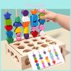 Wooden Five Column Building Block Bead Set For Kids Educational Brain Development Toy