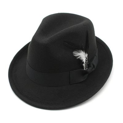 Soft Fedora Hat Solid Color Cashmere Felt Hat Ethnic Style Jazz Hat
