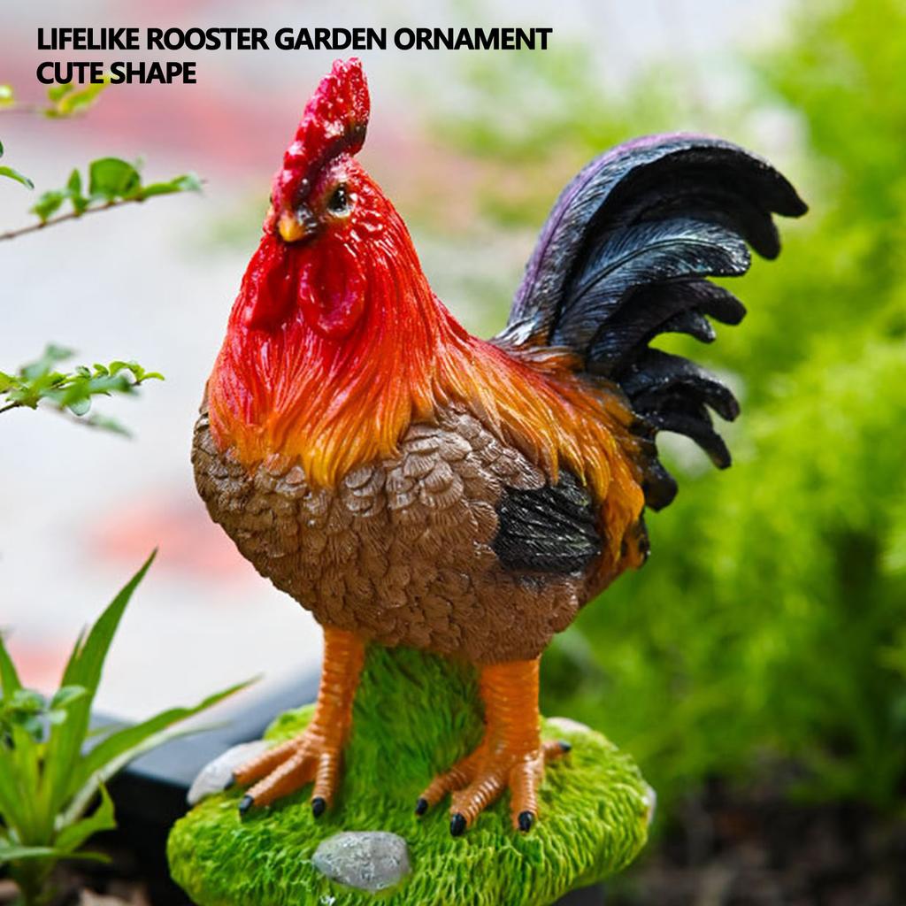 Rooster Statue Water Proof Sun Proof Vibrant Colors Lifelike Resin Rooster Sculpture for Indoor Outdoor Decor Hand