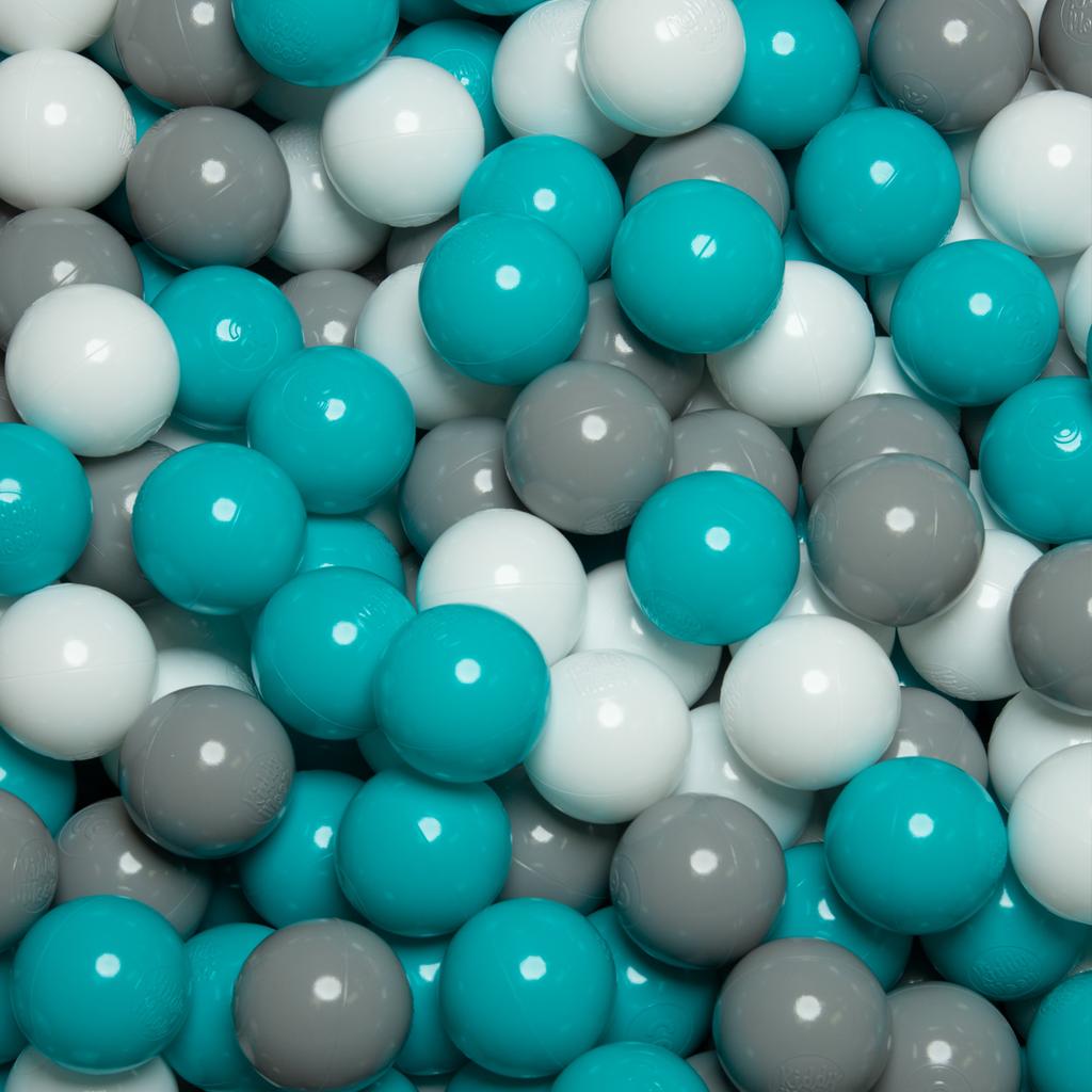 Selonis Basen z miękkimi kulkami 90x30cm/200 piłek okrągłych dla niemowląt i małych dzieci z pianki, ciemnoszary:szary/biały/turkusowy