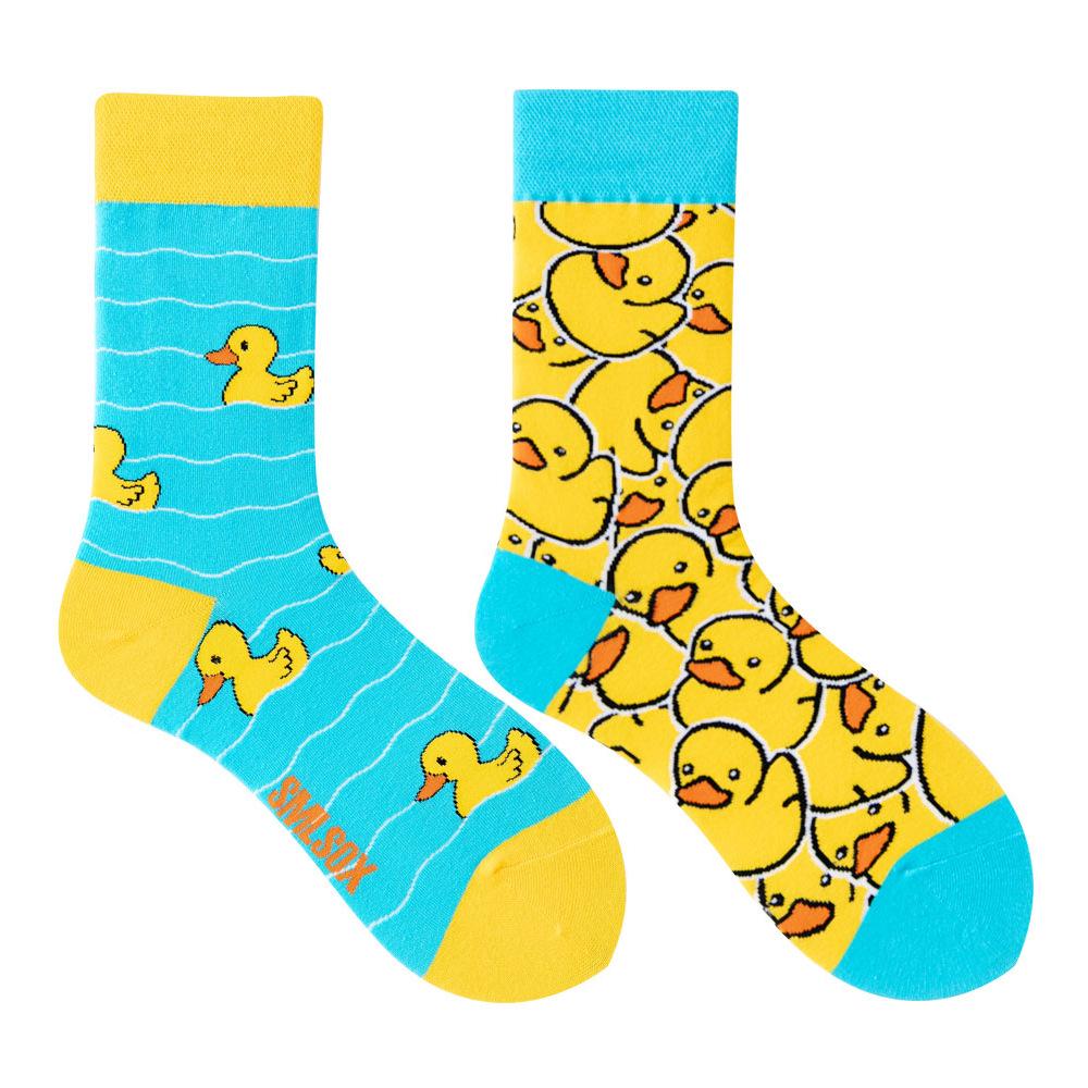 

AB Socks Asymmetrical Trendy Funny Couple Mandarin Duck Colorful Mid-Calf Socks SMLSOX One Size