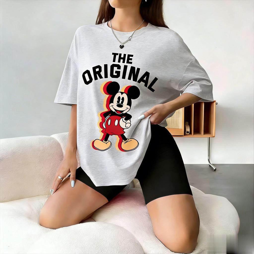 Maglietta Vintage Originale Disney Donna Uomo Oversize Cotone Streetwear Top Estate 2026 Casual T-shirt Stampa Grafica Micky Larga Y2k